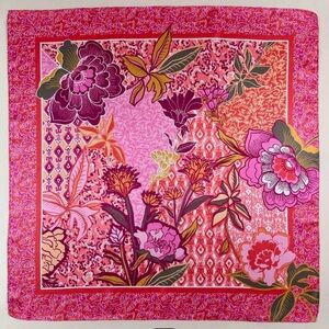 PINK ORANGE AND GREEN FLORAL SCARF